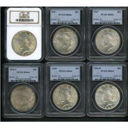 Lot of Six Peace Dollars