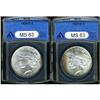 Image 1 : Lot of Two Peace Dollars ANACS MS63