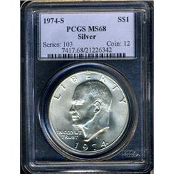1974-S Eisenhower $1. Silver Clad PCGS MS68
