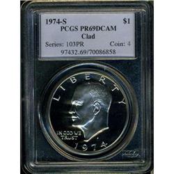 1974-S Eisenhower $1. CN Clad PCGS PR69DCAM