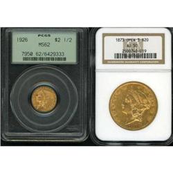 Lot of $2.50 Indian Quarter Eagle and $20 Liberty