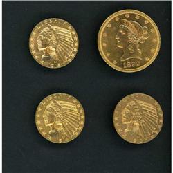 Lot of Raw $5 Indian Half Eagles & $10 Liberty Eagle