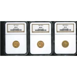 Lot of Three $2.50 Liberty and Indian Quarter Eagles