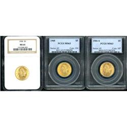 Lot of Three $5 Liberty Half Eagles