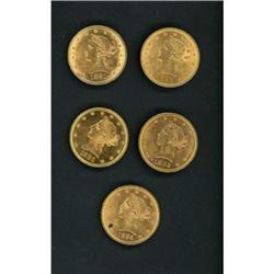 Lot of Five Raw $10 Liberty Eagles