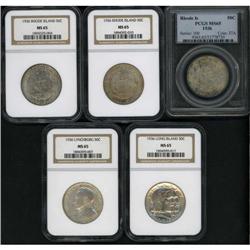 Lot of Five Silver Commemorative Half Dollars MS65