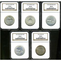 Lot of Five 1936 Half Dollar Silver Commemoratives NGC