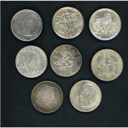 Lot of Eight Commemorative Silver Coins Raw