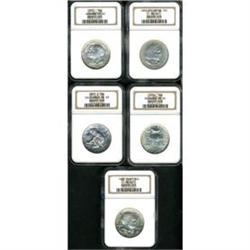 Lot of Five Commemorative Silver Coins NGC