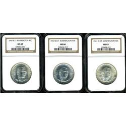 Lot of Three 1947 Booker T Washington Half Dollars