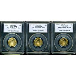Lot of Three 1999 $10 Gold Eagles PCGS MS69