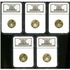Image 1 : Lot of Five 1999 $10 Eagles NGC MS68