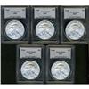 Image 1 : Lot of five 2005 Silver American Eagles PCGS MS69