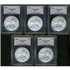 Image 1 : Lot of five 2005 Silver American Eagles PCGS MS69