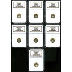 Lot of Seven $5 Gold American Eagles NGC MS69