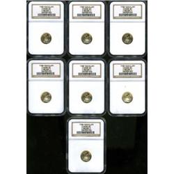 Lot of Seven $5 Gold American Eagles NGC MS69