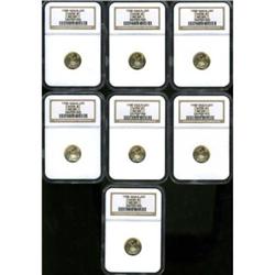 Lot of Seven $5 Gold American Eagles NGC MS69