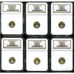 Lot of Six $5 Gold Eagles NGC