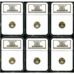 Lot of Six 1999 $5 Gold Eagles NGC MS68