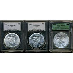 Lot of Three Silver American Eagles