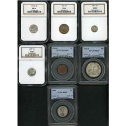 Lot of Seven Mint State and Proof US Coins