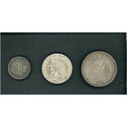 Lot of Three Miscellaneous Silver Type Coins Raw