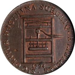 1794 Franklin Press Plain Edge token NGC AU58BN