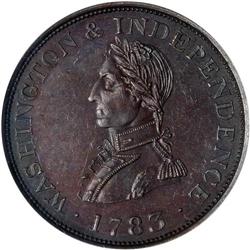 1783 Wash, Sm Military, PE, PCGS AU58