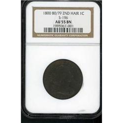 1800/79 Bust 1C NGC AU55 BR