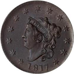 1817 Coronet Head 1C. 13 Stars ANACS AU58