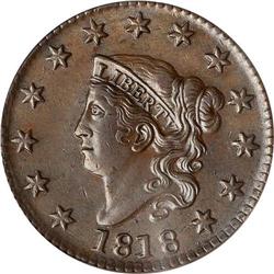 1818 Coronet Head 1C PCGS AU55