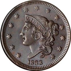 1838 Coronet Head 1C NGC MS66BN. N-1 R1