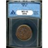 Image 1 : 1850 Coronet Head 1C ANACS MS65 BR