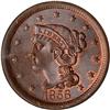 Image 1 : 1856 Coronet Head 1C. Slanting 5 NGC MS67BN. N-21 R2