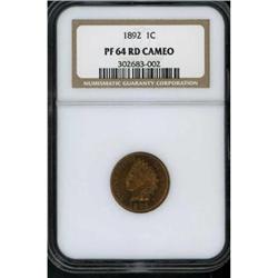1892 Indian Head 1C NGC PF64 RD CAMEO
