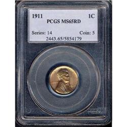 1911 Lincoln 1C PCGS MS65 RD