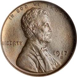 1917-S Lincoln 1C NGC MS66 BN
