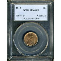 1918 Lincoln 1C PCGS MS64 RD