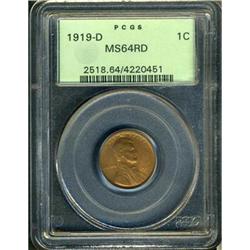 1919-D Lincoln 1C PCGS MS64 RD