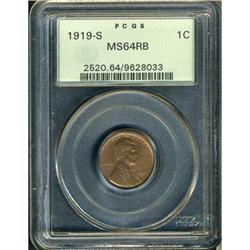 1919-S Lincoln 1C PCGS MS64 RB