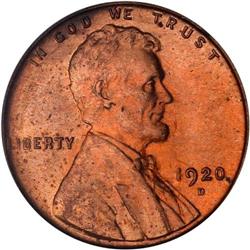 1920-D Lincoln 1C PCGS MS65 RD