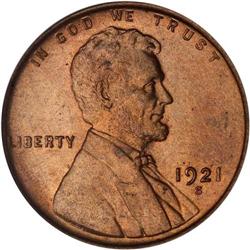 1921-S Lincoln 1C PCGS MS64 RD