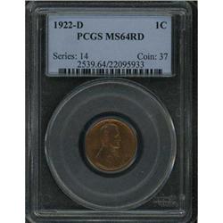 1922-D Lincoln 1C PCGS MS64 RD