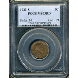 1923-S Lincoln 1C PCGS MS63 RD