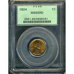 1924 Lincoln 1C PCGS MS65 RD