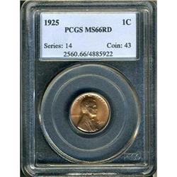 1925 Lincoln 1C PCGS MS66 RD