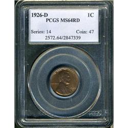 1926-D Lincoln 1C PCGS MS64 RD