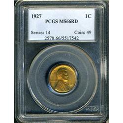 1927 Lincoln 1C PCGS MS66 RD