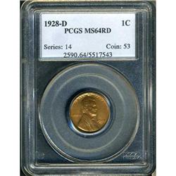 1928-D Lincoln 1C PCGS MS64 RD