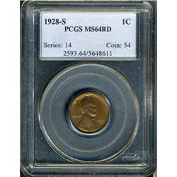1928-S Lincoln 1C PCGS MS64 RD